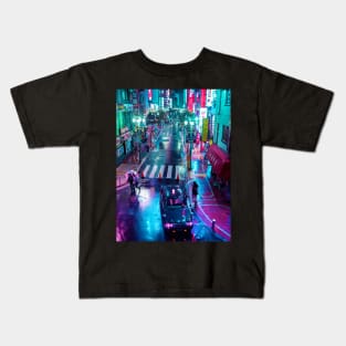 Lonely In Rainy Tokyo Kids T-Shirt